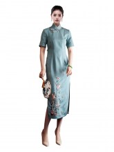 mulberry-silk-floral-embroidery-blue-midi-cheongsam-1