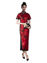 women-red-qipao-silk-fragrant-cloud-yarn-print-1